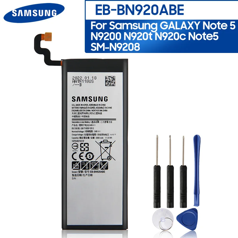 Фото Оригинальная замена аккумулятор телефона EB-BN920ABE для Samsung GALAXY Note 5 N9200 N920t N920c Note5