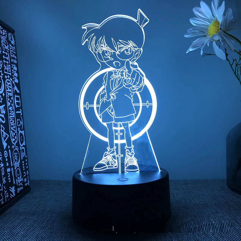 Detective Conan Anime Figure 3d Led Lamp for Bedroom Manga Action Night Lights Children's Room Decor Kids Birthday Gift