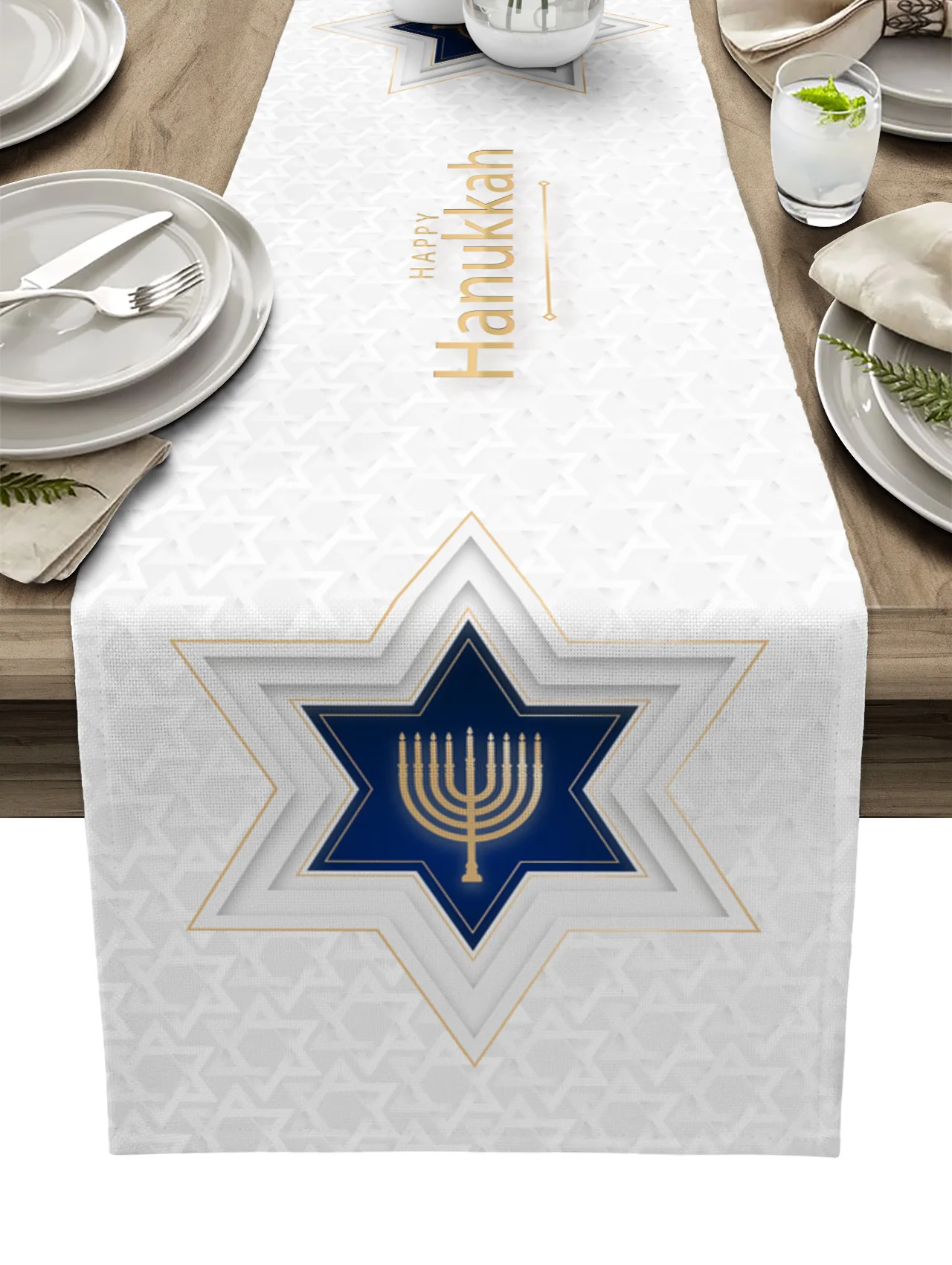 

EID Mubarak Table Runner Hexagram Candle Decoration For Home Tablecloth Kareem Eid Al Adha Gifts Islamic Muslim Party Decor