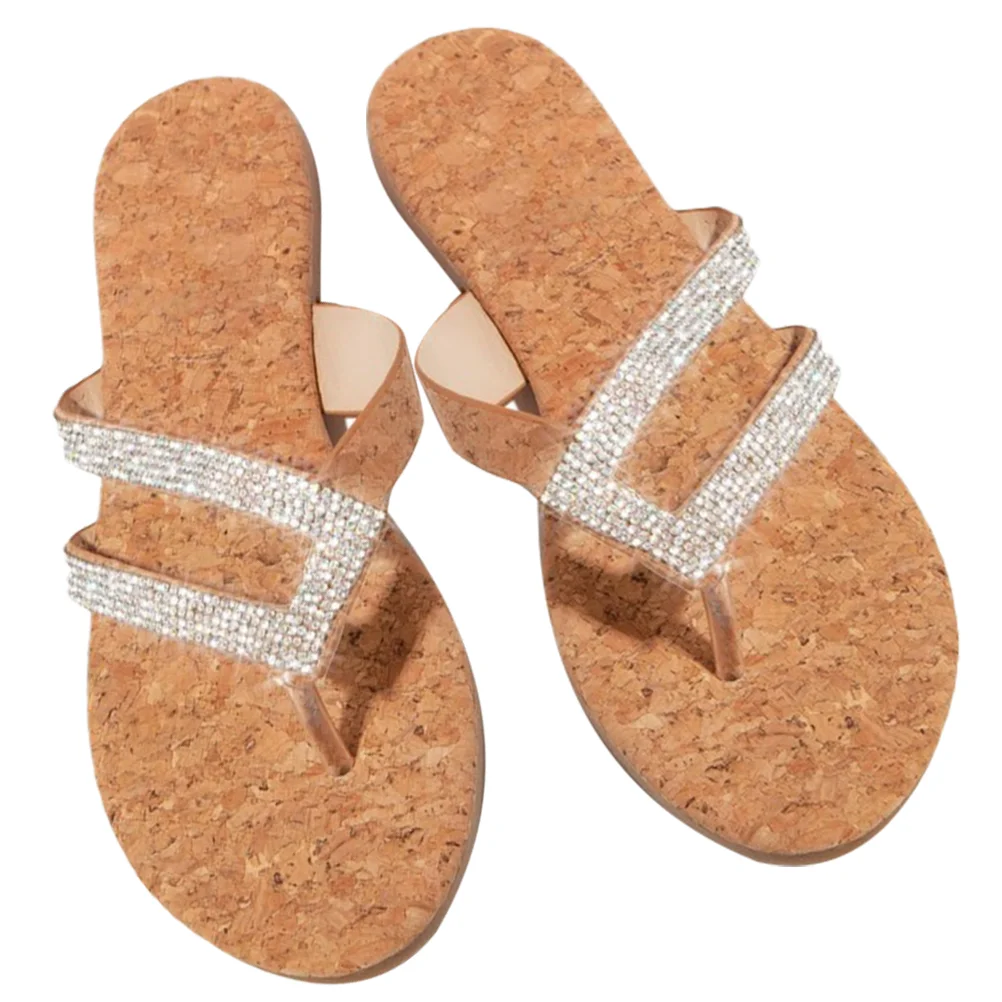 

1 Pair Women Sandals Beach Sandals Rhinestone Sandals Summer Beach Shoes