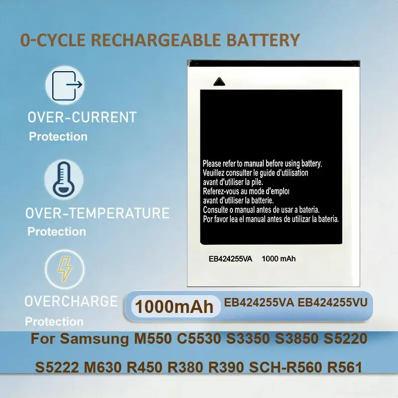 Фото Аккумулятор для мобильных телефонов Samsung EB424255VA EB424255VU для моделей M550, C5530, S3350, S3850, S5220, S5222, M630, R450, R380, R390, SCH-R560, R561 №1