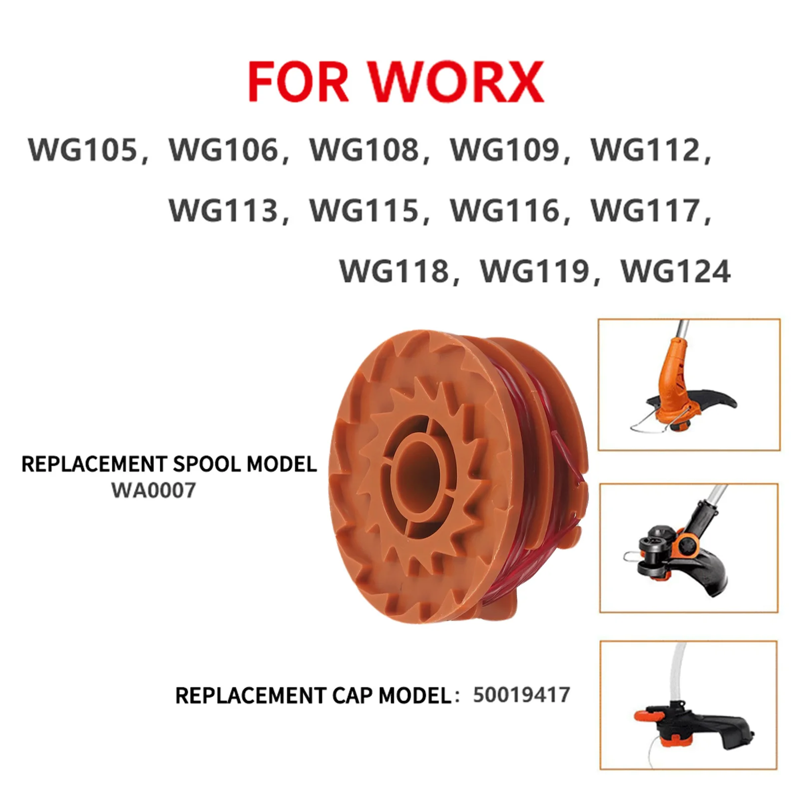 Для Worx WA0007 катушка для WG105 WG106 WG108 WG112 WG113 WG115 WG116 WG119 беспроводного триммера травы