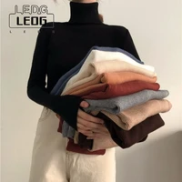 ledp womens sweater black turtleneck korean style womens sweater thin casual basic soft sweater womens top fashion sweater