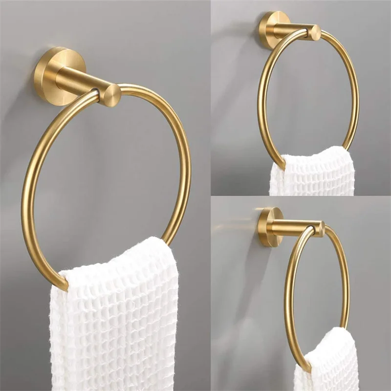 

Antique Hand Towel Ring Black White Bathroom Towel Round Hanging Holder Gold Chrome Bath Towel Holders for Bathroom Hardware