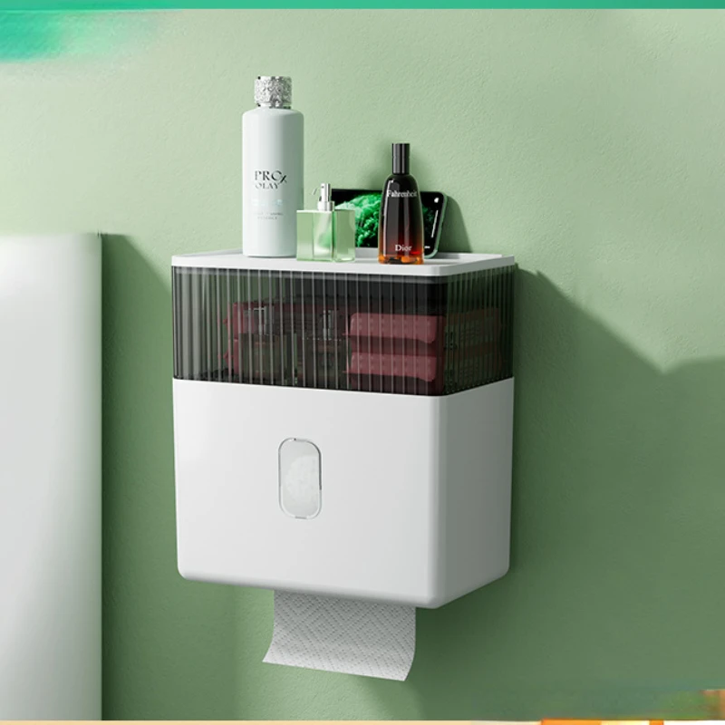 

Toilet Paper Holder Wall Mount Shelf Waterproof Toilet Tissue Box Roll Paper Storage Box Bath Storage Tray Bathroom Accessories