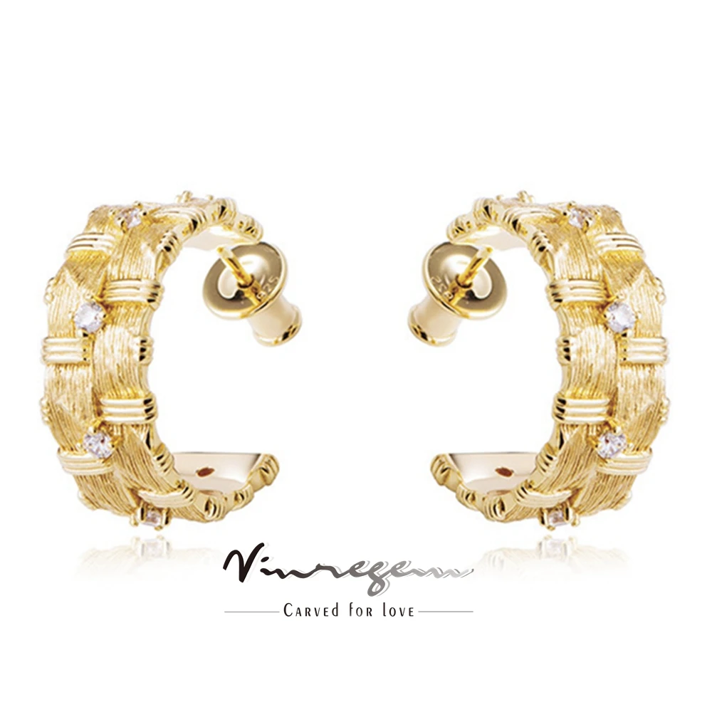 Серьги-кольца женские с драгоценным камнем 18 карат