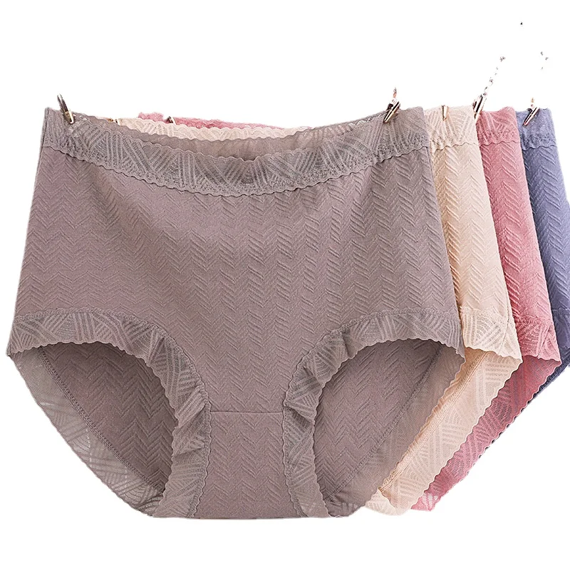 

Antibacterial Cotton Panties High Waist Briefs Womens Lingerie Breathable Underpants Sexy Lace Underwear Female Intimates XL~6XL