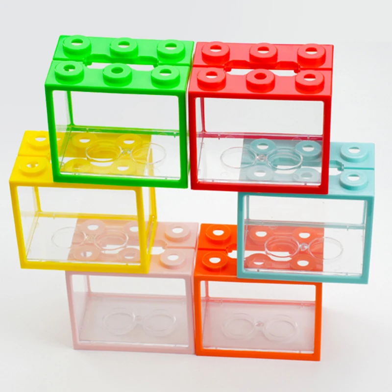 

Aquarium Mini Fish Tank Reptile Pet LED Light Box Stackable Aquarium Cylinder Landscape Seaweed For Home Office Decoration