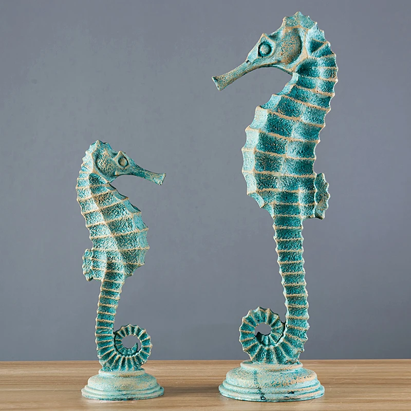 

Mediterranean Style Home Decoration Resin Seahorse Shell Living Room Wine Cabinet Decoration Ocean Themed Restaurant Decoration