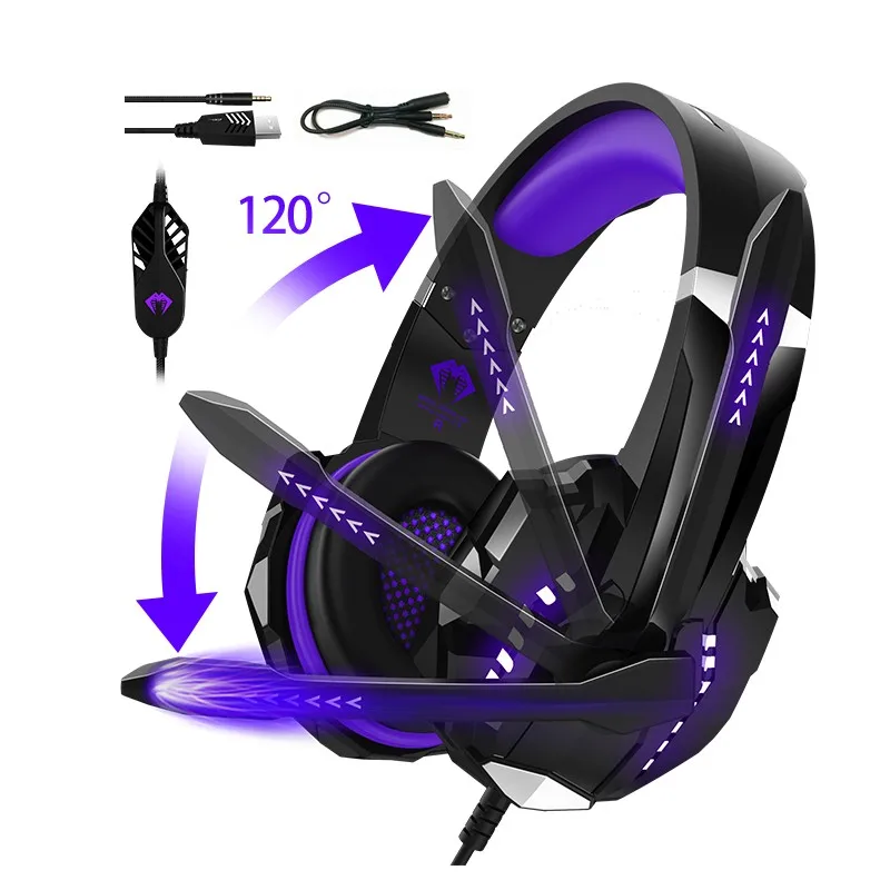 

Игровые наушники G9000 Pro, игровая гарнитура, стереонаушники для геймеров 3,5 мм, USB HD микрофон, наушники с дышащей светодиодный Ной подсветкой д...