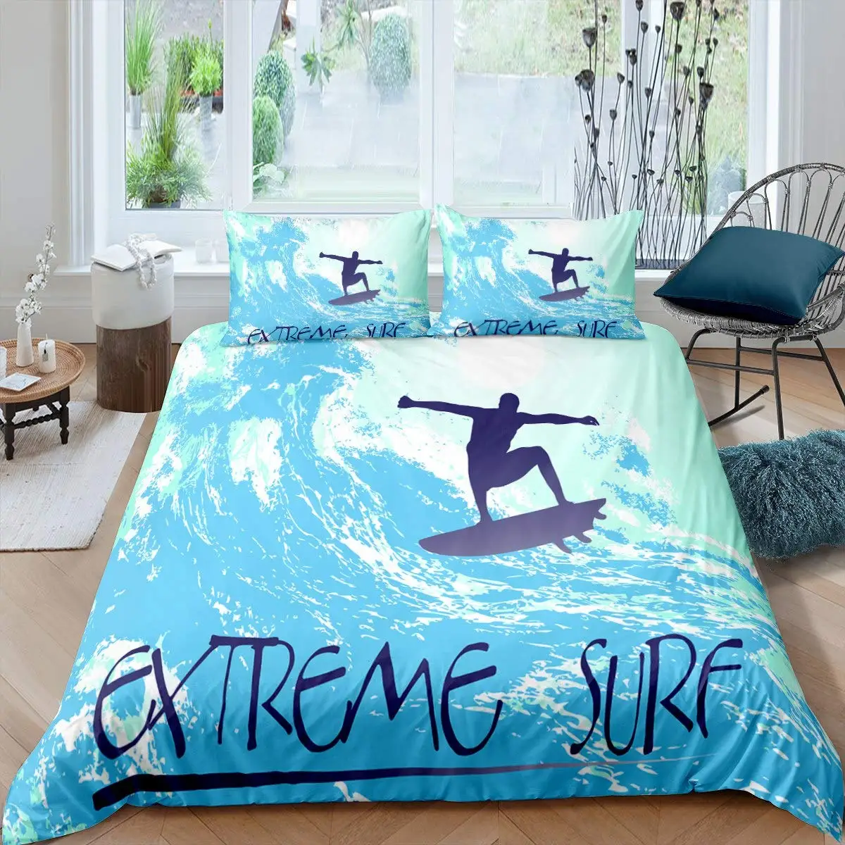 

Surf Duvet Cover Set Beach Vacation Bedding Set for Adult Women Girl Tropical Botanical Polyester Comforter Cover Printed Hawaii