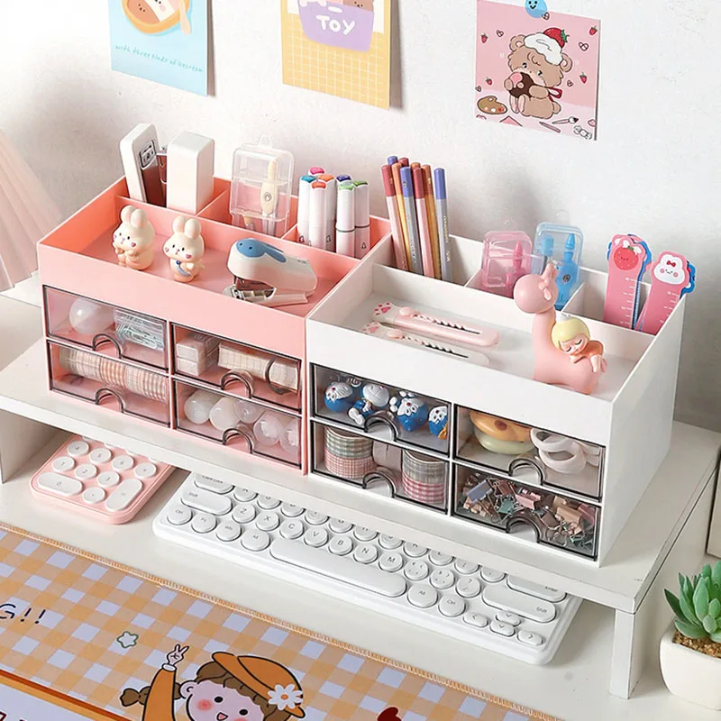 

Student stationery storage box Desktop drawer type DIY Hand account sorting box Children's desk pen holder shelf