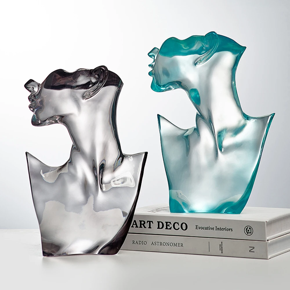 

Абстрактные украшения для домашнего декора, роскошное искусство, прозрачные настольные аксессуары, скульптуры и фигурки с человеческим лицом, Скандинавская фигурка