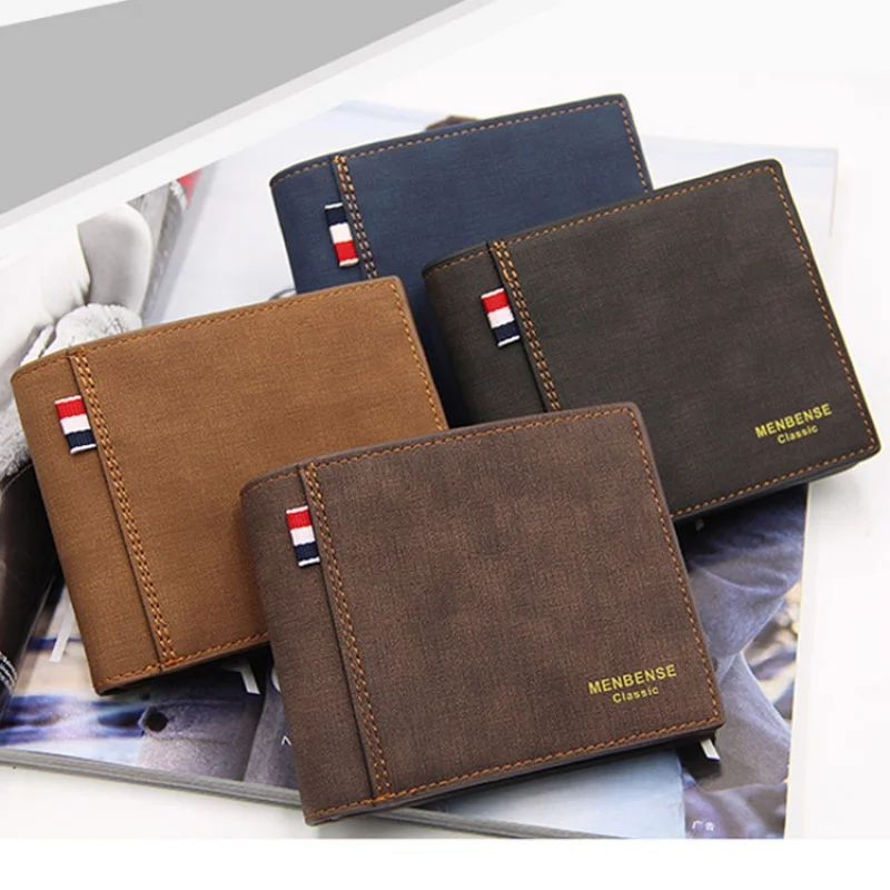 New Business Men Short Wallet Slim PU Leather Coin Wallet Man Money Clip Vintage Small Coin Purse For Male