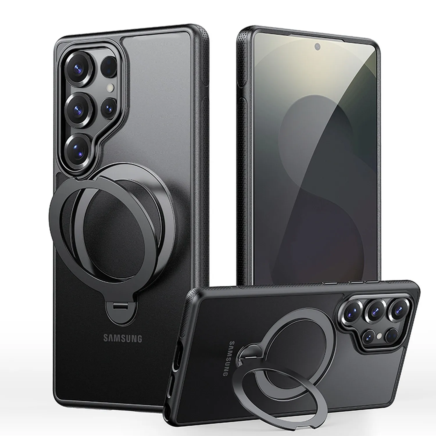 Фото Магнитный чехол для телефона Magsafe для Samsung Galaxy S25 Ultra S25 Plus, вращающийся на 360° кольцевой держатель, подставка, твердая обложка №2