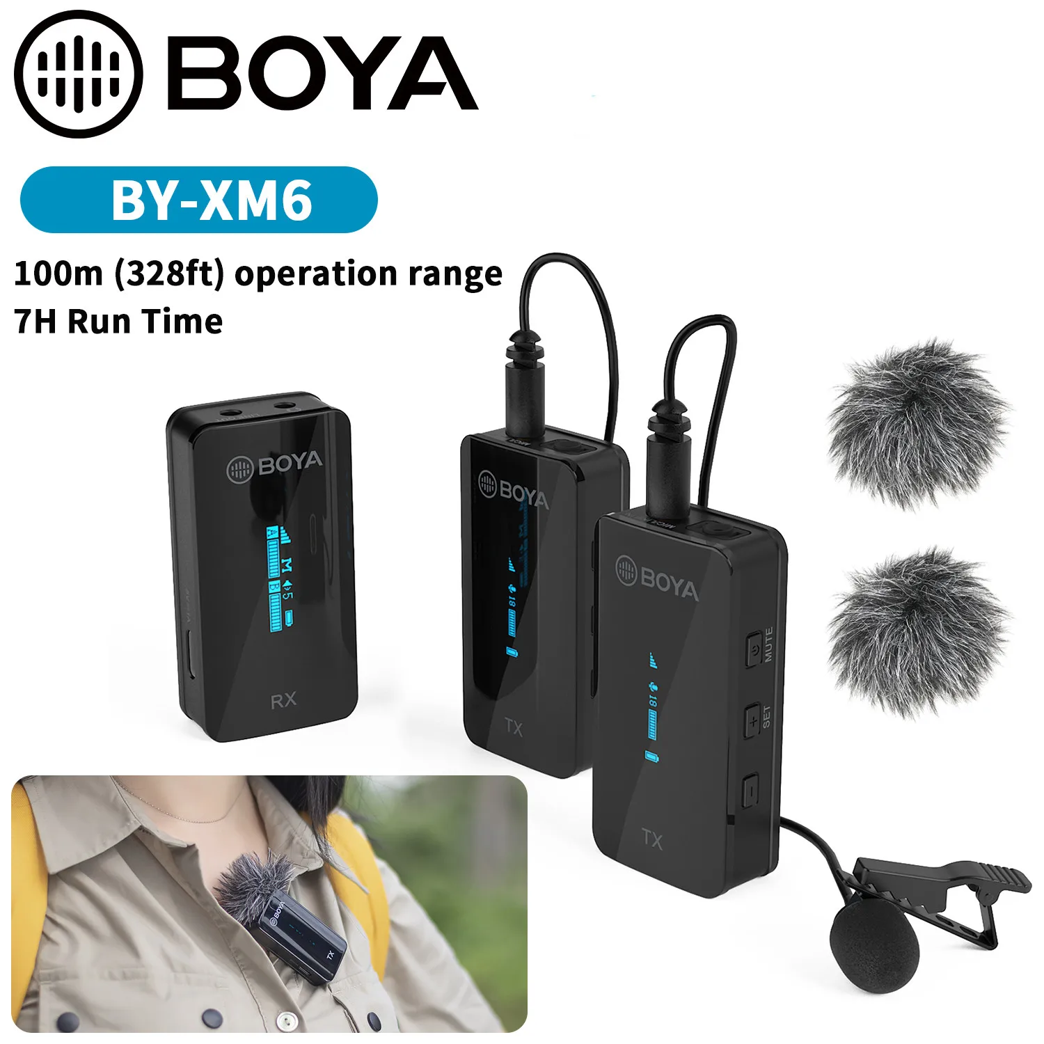 

BOYA BY-XM6 S2 2.4 GHz Condenser Wireless Lavalier Microphone for PC Mobile Phone iPhone Android Vlog Streaming Lapel Microphone