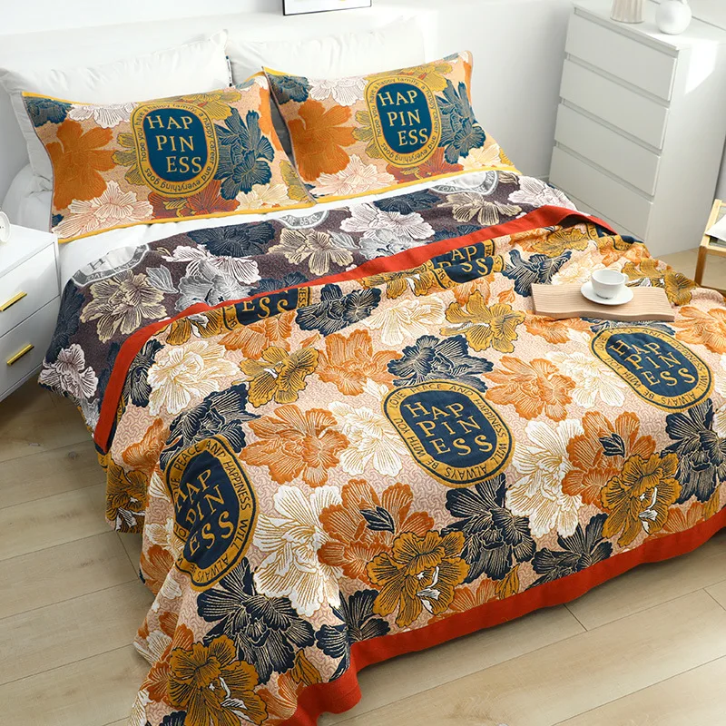 European light luxury cotton blanket throw summer gauze cool quilt air-conditioning soft nap bedspread no pillowcase |