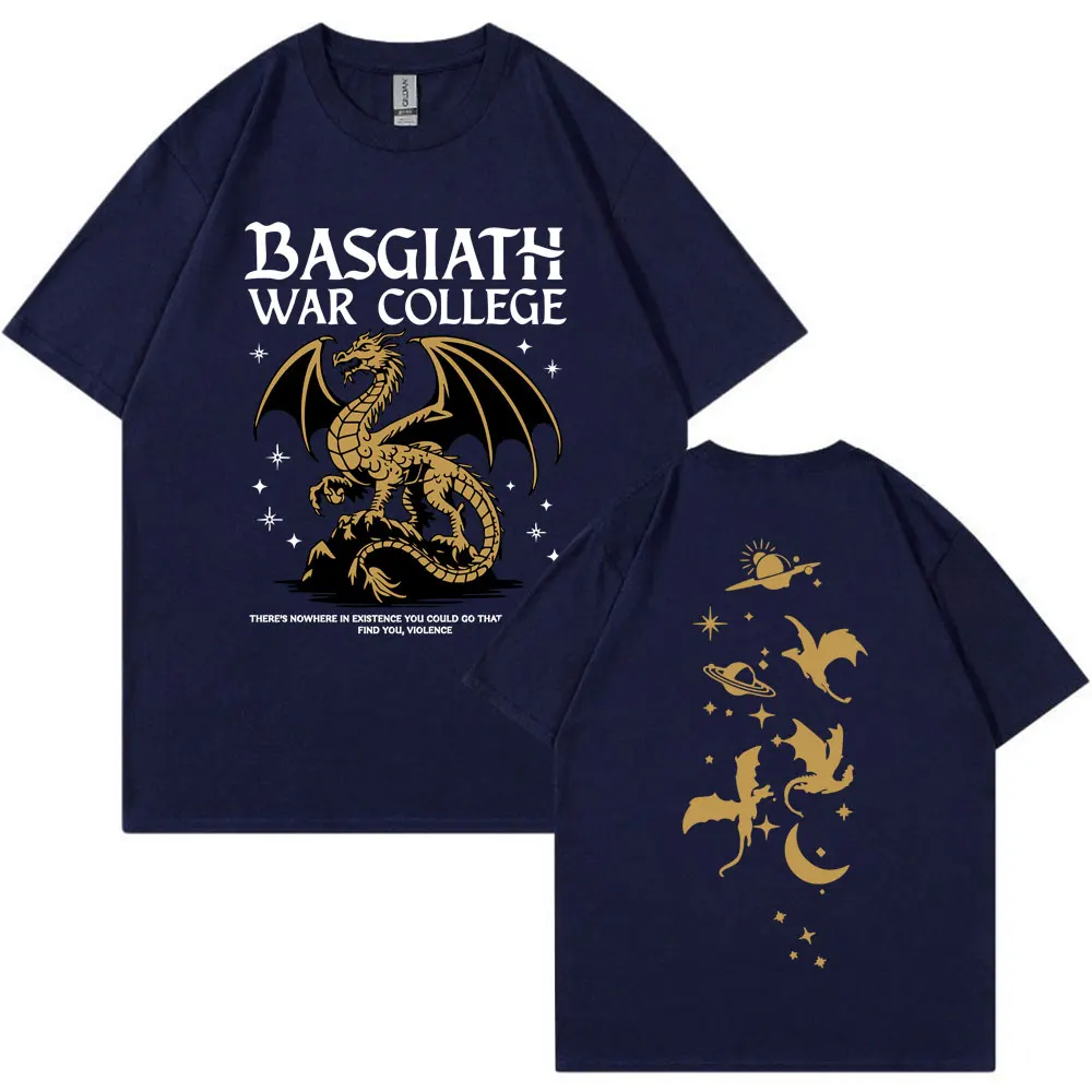Фото Двусторонняя футболка Fourth Wing Dragon Rider Basgiath War College, винтажные модные футболки в стиле Харадзюку, мужские хлопковые футболки большого размера №3