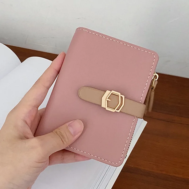 

Fashion Women Wallet Female Short Wallets Hasp Simple Pouch Pourse For Lady Coin PU Leather Mini Two Folding Purses Card Holder