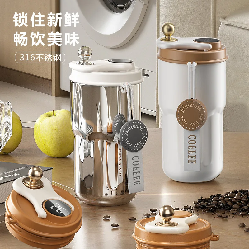 

Vacuum Cup Coffee Cup Smart Temperature Display Portable Portable Cup Large Capacity Portable Cup American Water Cup