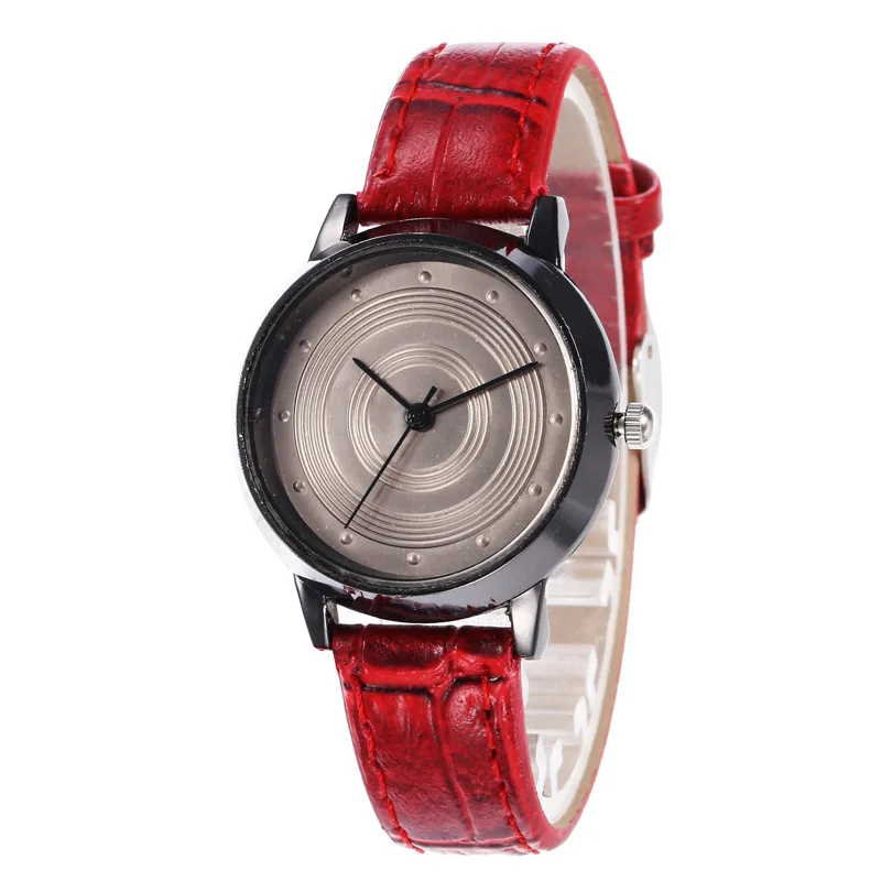 

Vintage Watch For Women Creative Vortex Red Leather Strap Ladies Quartz Wristwatches Casual Relojes Para Mujer Montre Femme Gift