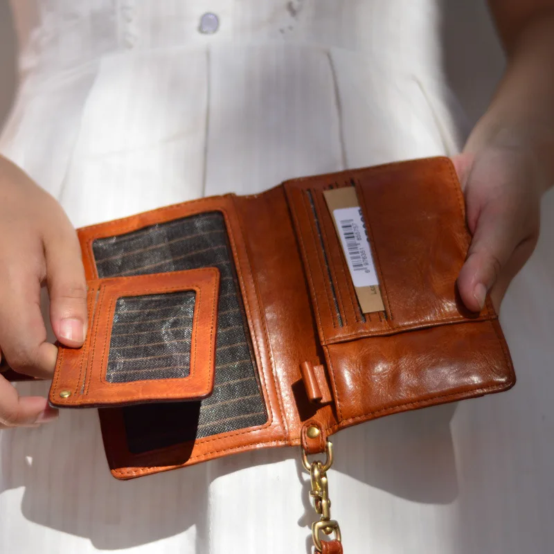 AETOO кожаная винтажная женская сумка для хранения документов из воловьей кожи с