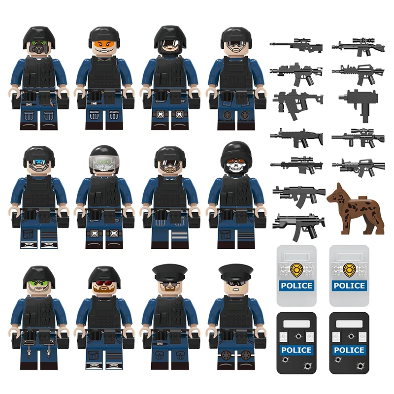 Toy Building Block Special Police Small Particle Doll Weapon Shield Dog Children Assembly Building Block Puzzle Gifts For Kids