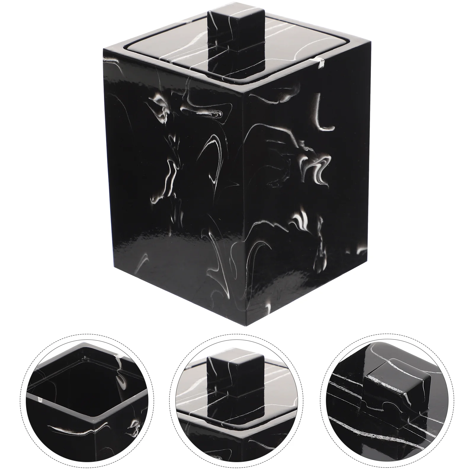 

Makeup Organzier Cotton Pads Storage Box Decor Home Boxes Lids Marble Toothpick Holder Ball Swab