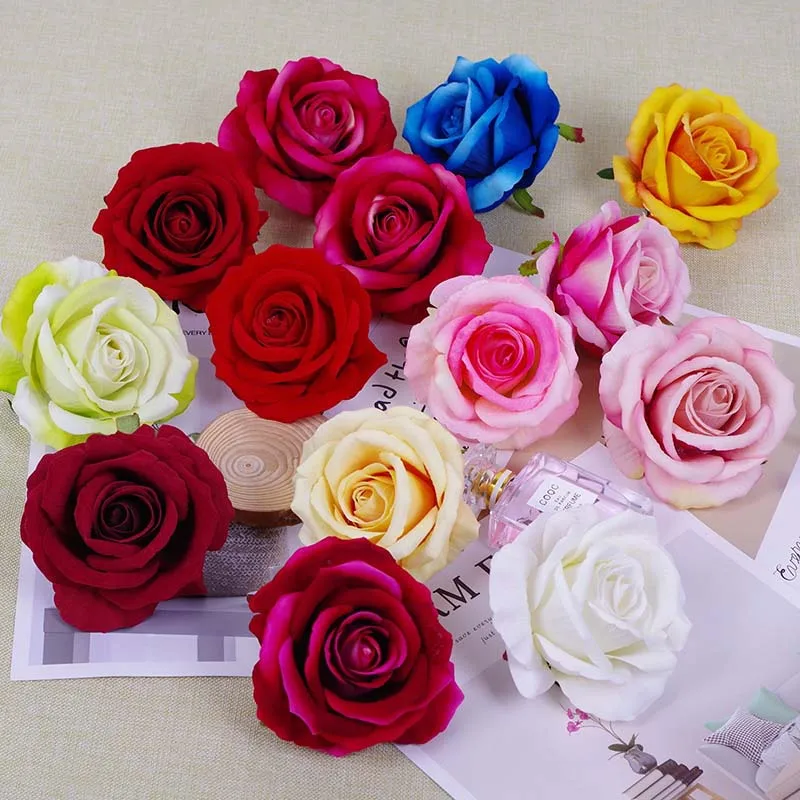 

10Pc10cm имитация бархатной головы розы искусственные цветы свадебный цветок настенный фон украшение праздничная шляпа аксессуары венок