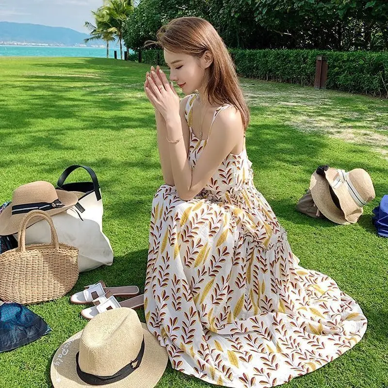 

2023 Cheap Summer Dress Chiffon Floral Print Long Women Dresses