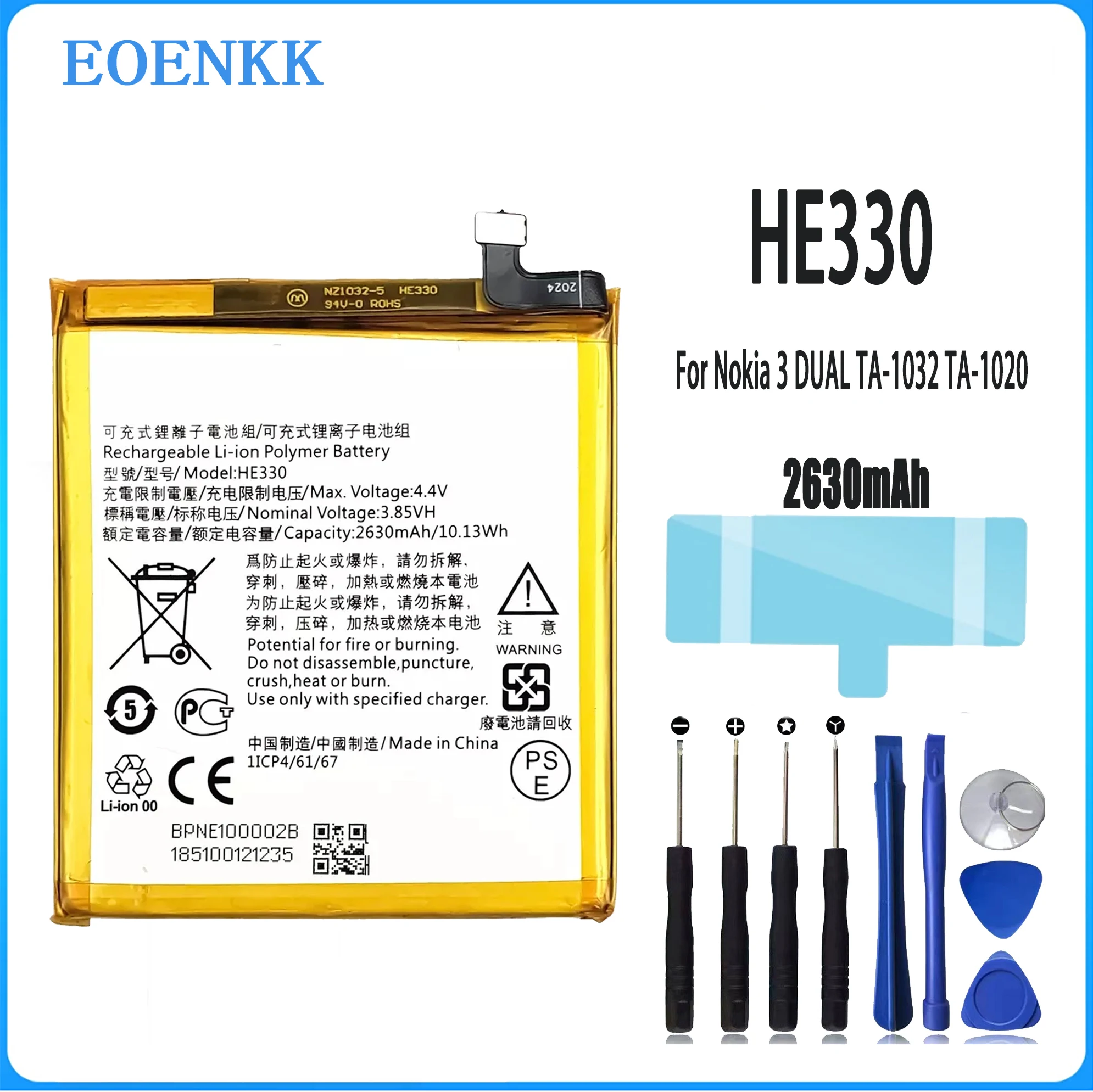 HE330 Battery For Nokia 3 DUAL TA-1032 TA-1020 HE 330 Repair Part Original Capacity Mobile Phone Batteries Bateria