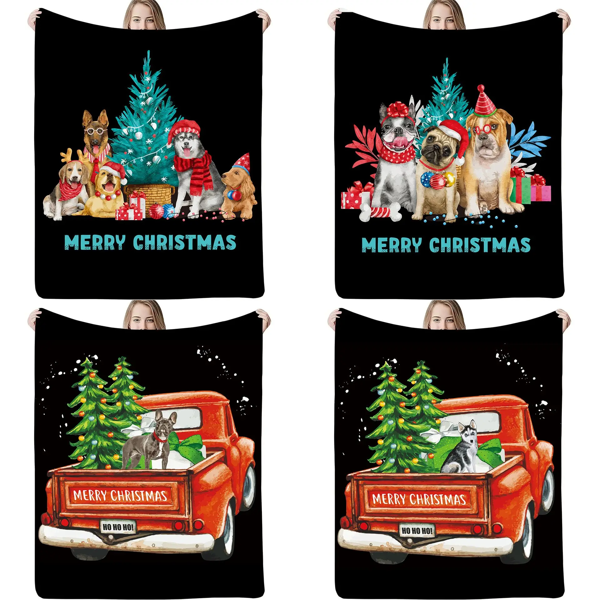 

2023 Новогодний для домашних собак одеяло, Фланелевое домашнее постельное белье, одеяло для взрослых