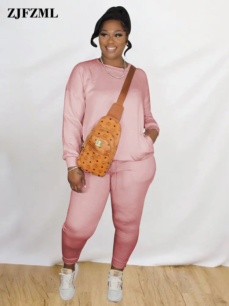 

Женские тренировочные костюмы для активного отдыха, Повседневный пуловер с круглым вырезом и длинными рукавами и карманами и спортивные шт...