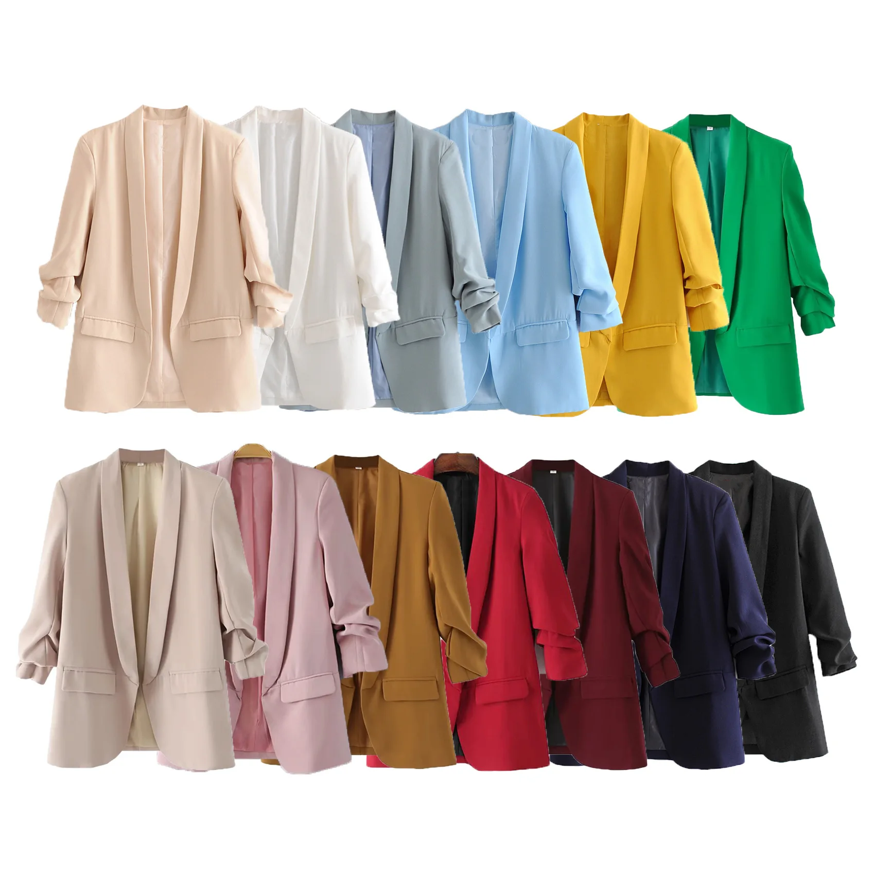 

2023 Spring New Line Women's Dress Cuff Fold Buckle Free Suit Coat Women