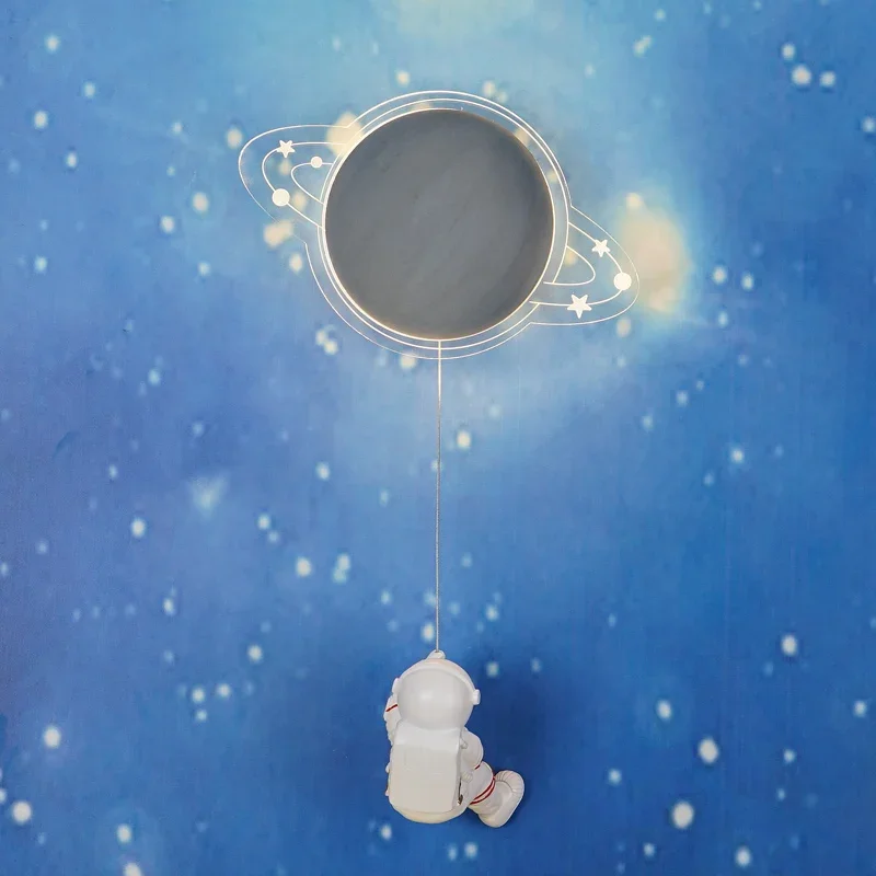 Astronaut wall lamp children's bedroom boy's room bedside personality creative Nordic cartoon planet