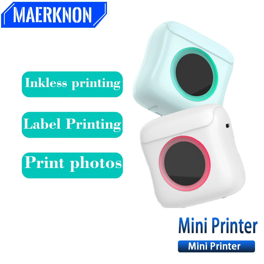 

Mini Portable Printer Thermal Adhesive Label Printer Wireless Bluetooth BT 200dp Print Smart Pocket Photo Printer For AndroidIOS