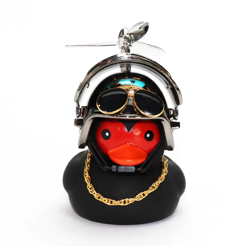 

Прохладная черная резиновая утка, игрушка, велосипед, автомобильные украшения, украшения для приборной панели, сжимаемая утка, велосипедные рожки с пропеллером, шлем для детей