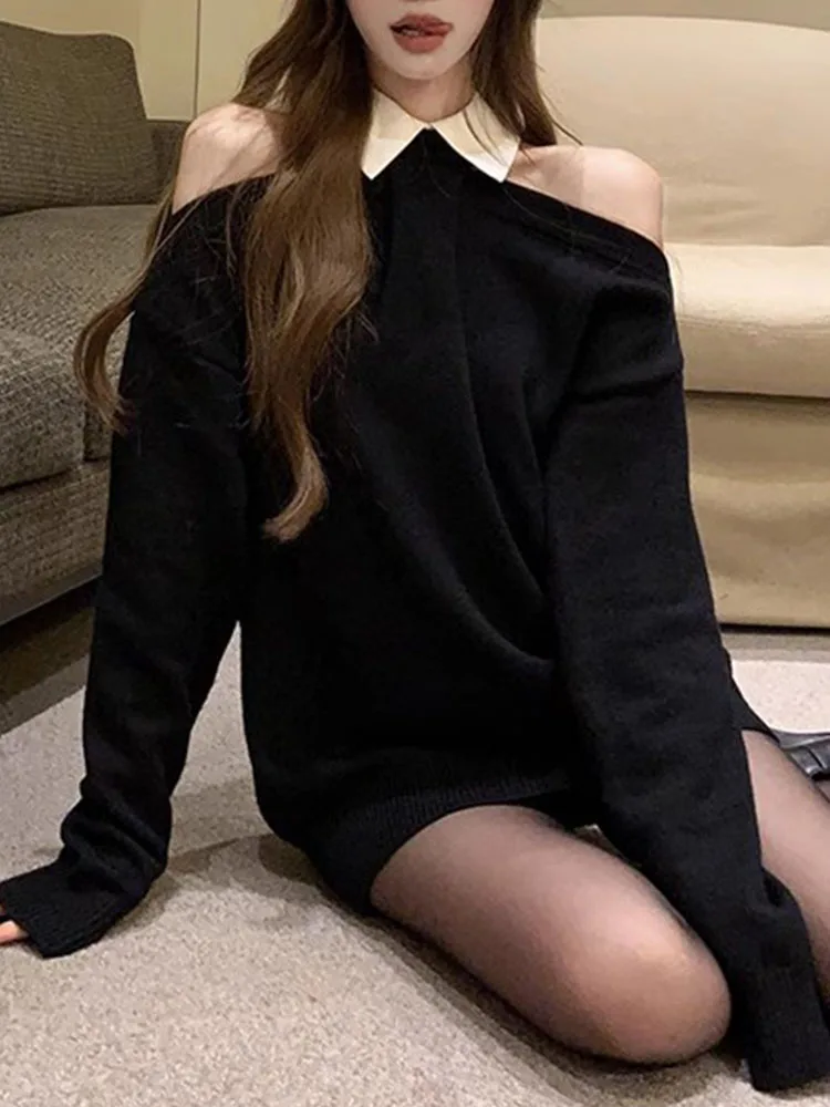 Элегантные пуловеры вязаные свитера для женщин модные топы во французском стиле