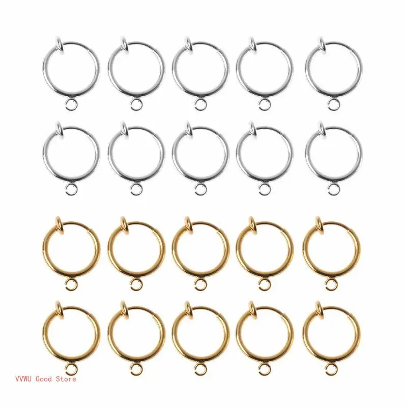 

Серьги-клипсы для женщин и девушек, кольца серебристого и золотистого цвета, комплект из 10 штук