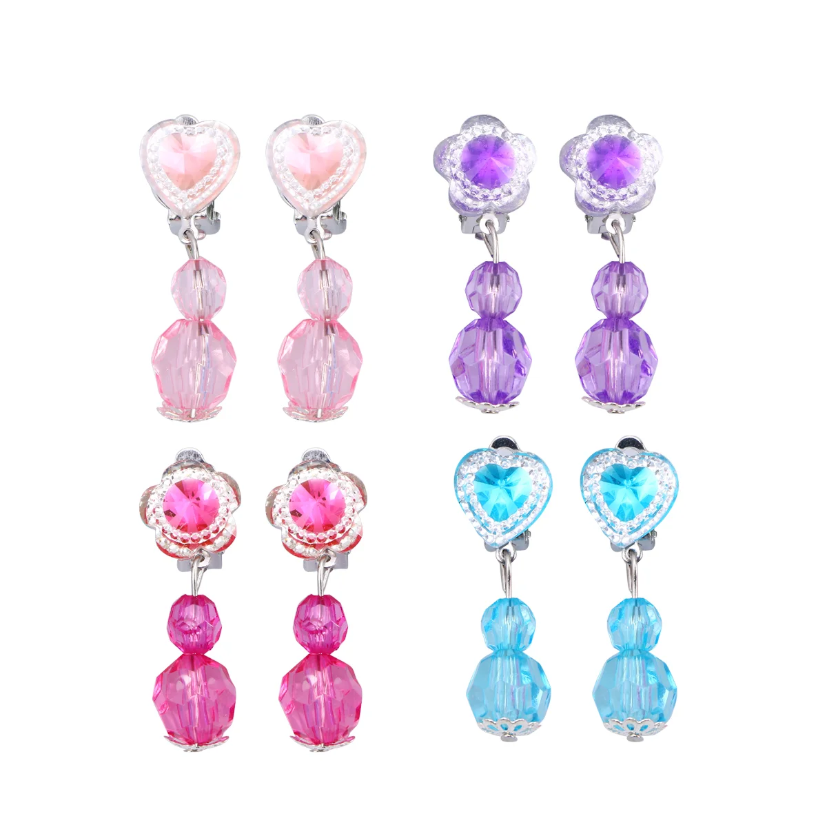 

Earrings Clip Girls Dangle Earring Drop Kids Acrylic Trays Pendant Gift Set