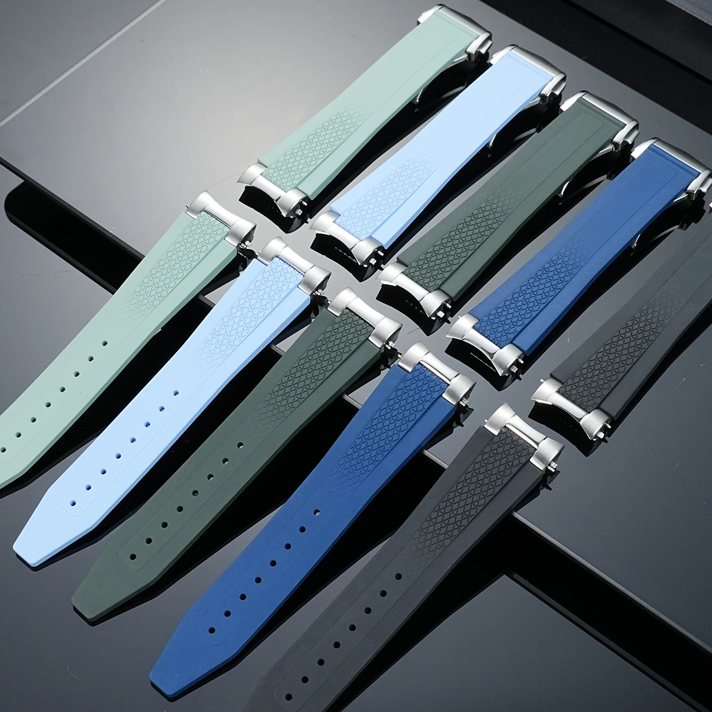 Фото Ремешок для часов из фторкаучука 21 мм для Longines hydroconquest L3.781/L3.883.4, спортивный ремешок для часов для дайвинга + металлический интерфейс №4