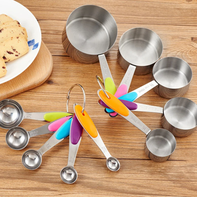 

10 Piece Measuring Cups Measuring Spoons Set Stainless Steel Measuring Cup Spoon for Baking Tea Coffee Kitchen Measuring Tools