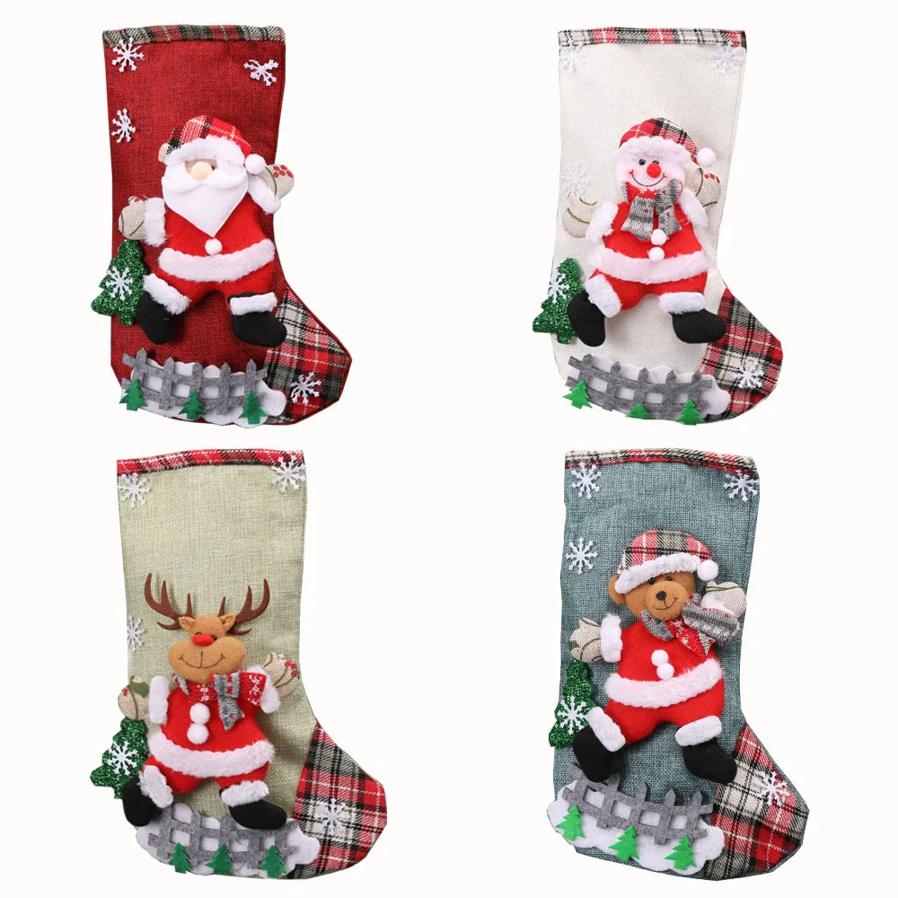 

Рождественские чулки, рождественские носки, Санта-Клаус, снеговик, лось, стандартные подарочные сумки для конфет, украшения для новогодней и рождественской елки