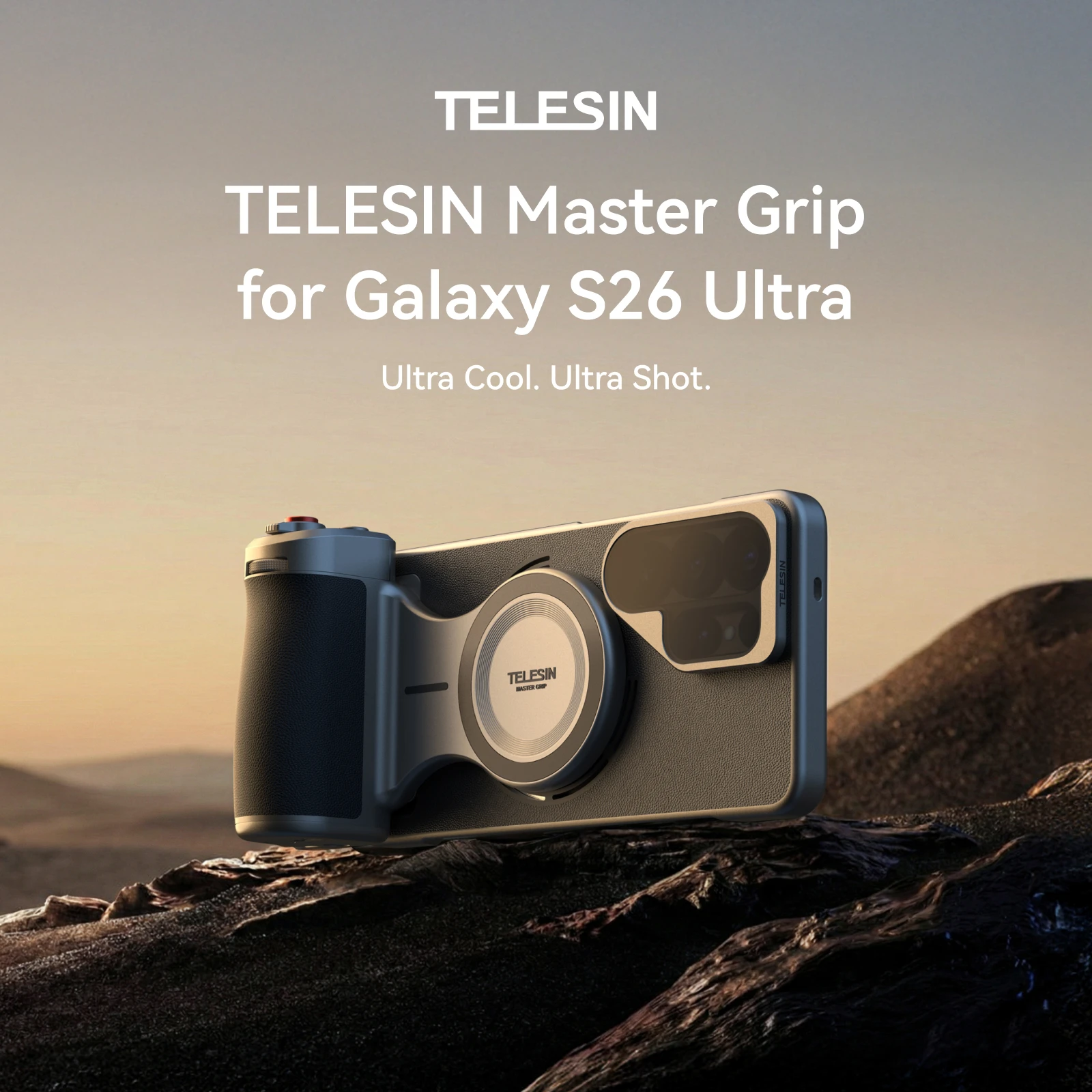 Фото Комплект для профессиональной фотосъемки TELESIN Master Photography Case Grip Kit для Samsung Galaxy S26 Ultra с беспроводной зарядкой 3200 мАч, вспышкой и фильтром ND16 №2