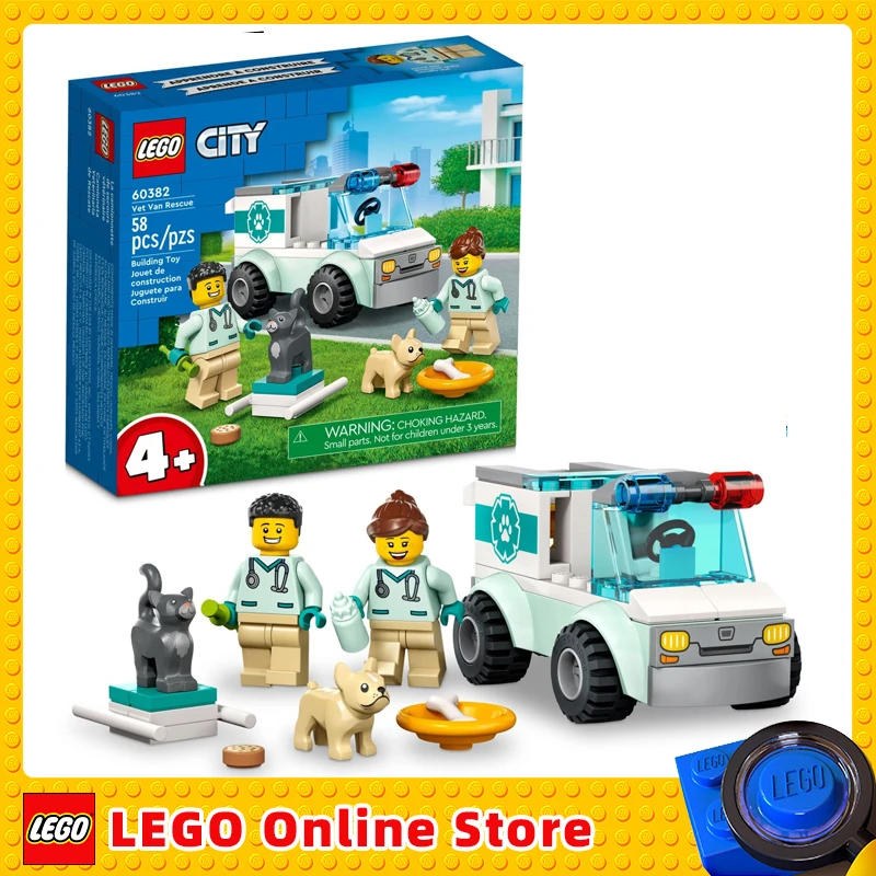

LEGO City Vet Van Rescue 60382 Toy Animal Ambulance Learning Toy Playset for Kids with 2 Veterinary Minifigures Dog&Cat Figures