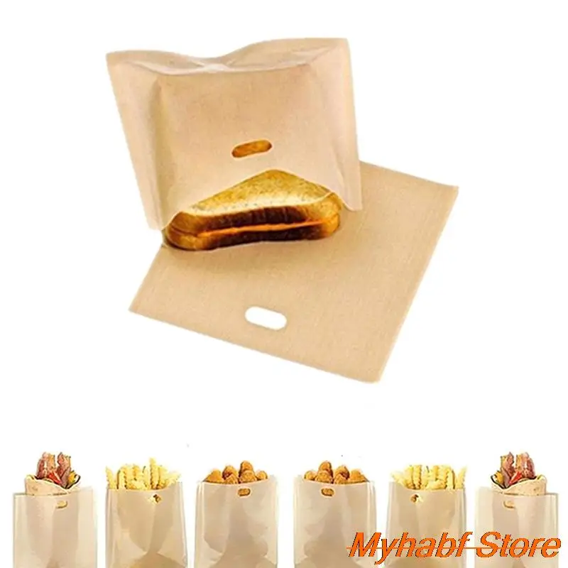 

Non Stick Sandwich Bags Coated Fiberglass Toast Bag Microwave Heating Pastry Tools Reusable Toaster Bread Bag Kitchen Baking