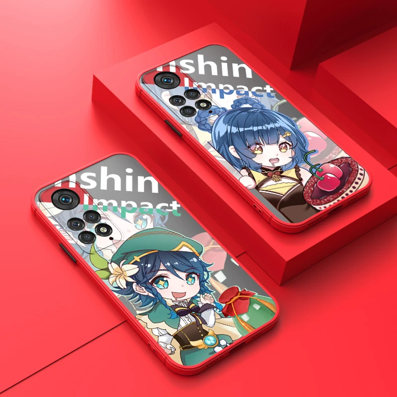 

Genshin Impact Venti Paimon Phone Case For Xiaomi 12 11 T Pro S Redmi Note 12 11 10 9 8 Pro S T 5G Frosted Translucent