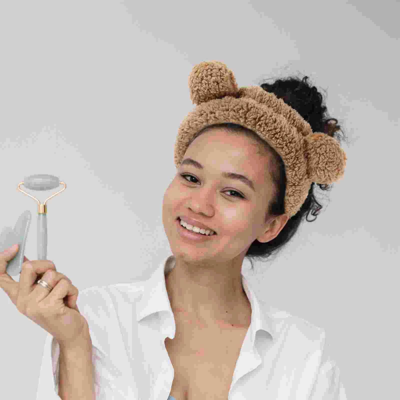 

Face Wash Bear Headband Bear Ears Hairband Cartoon Elastic Hair Ties Adorable Headband