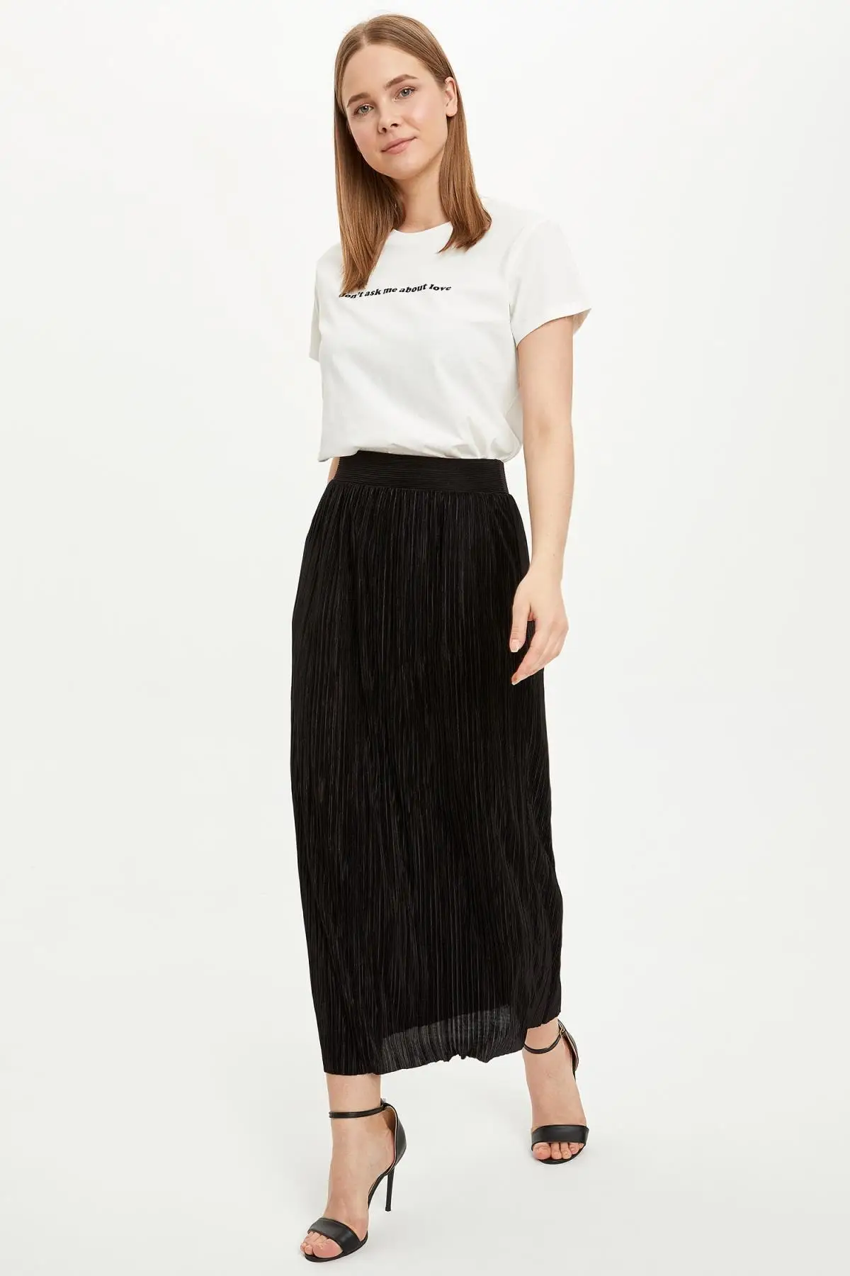 

Modest Pleated Midi Waist elastic Women Muslim Clothing Skirt