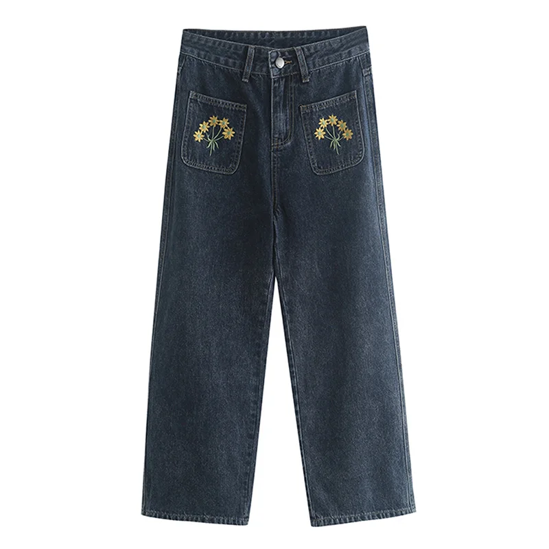 

Джинсы-капри с вышивкой и широкими штанинами женские, милые модные мешковатые брюки-карго в Корейском стиле, одежда в стиле Харадзюку, лето 2022